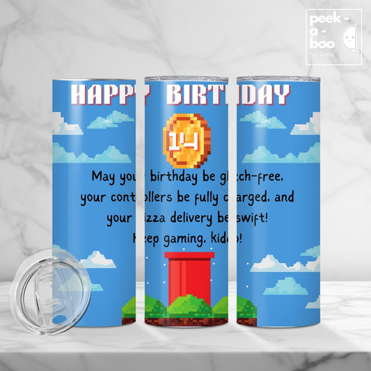 Boy 14th Birthday Tumbler - Game Coin