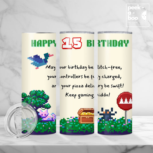 Boy 15th Birthday Tumbler - Game Troll