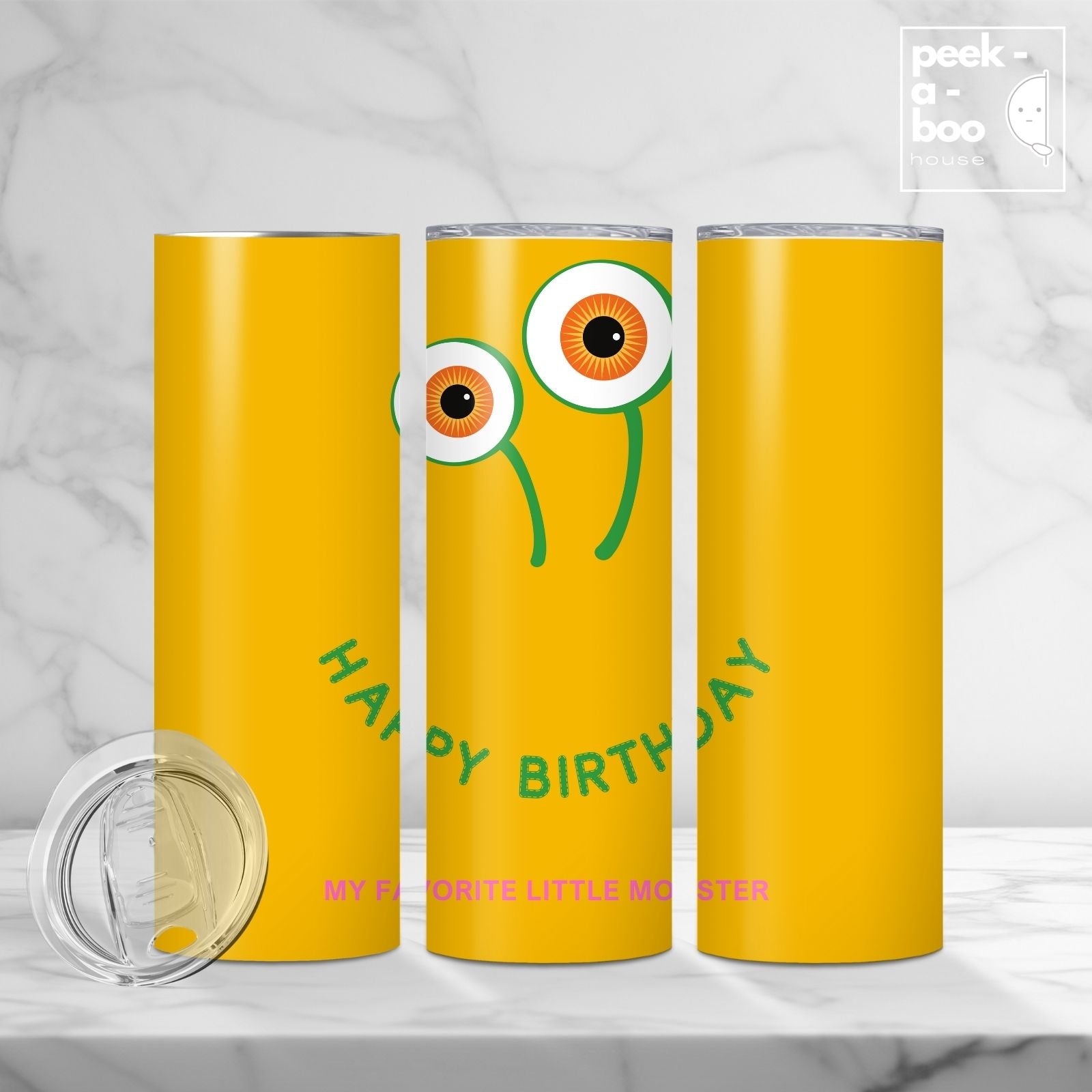 Kids Birthday Tumbler - Yellow Monster