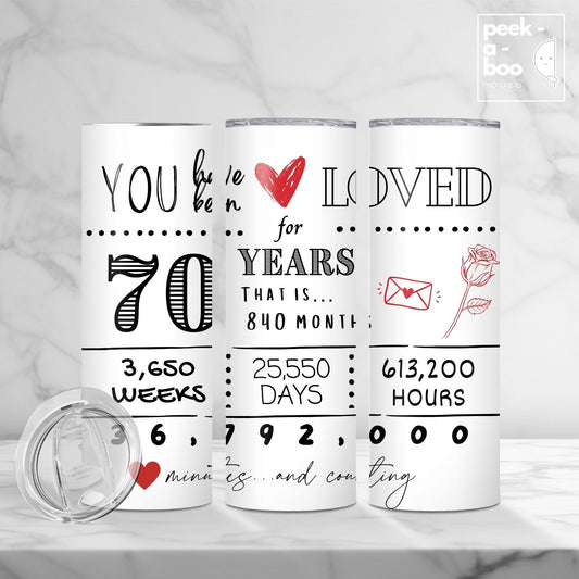 Birthday Tumbler - Loved 70 Years And Counting