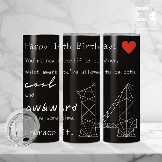 Boy 14th Birthday Tumbler - Cool & Awkward