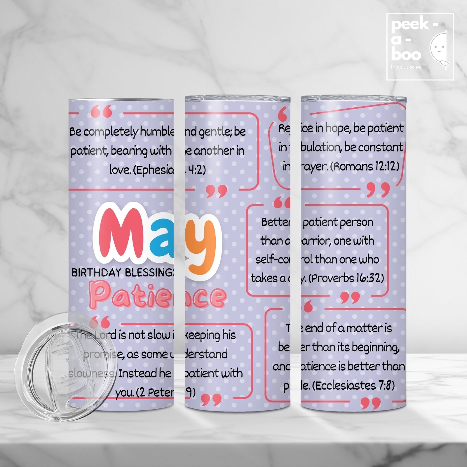 Christian Faith Tumbler - May Birthday - Patience