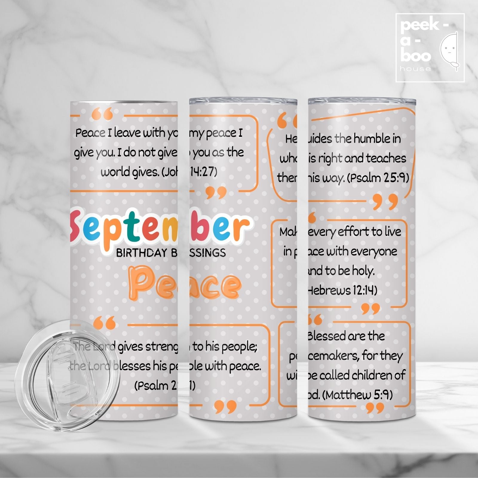 Christian Faith Tumbler - September Birthday - Peace