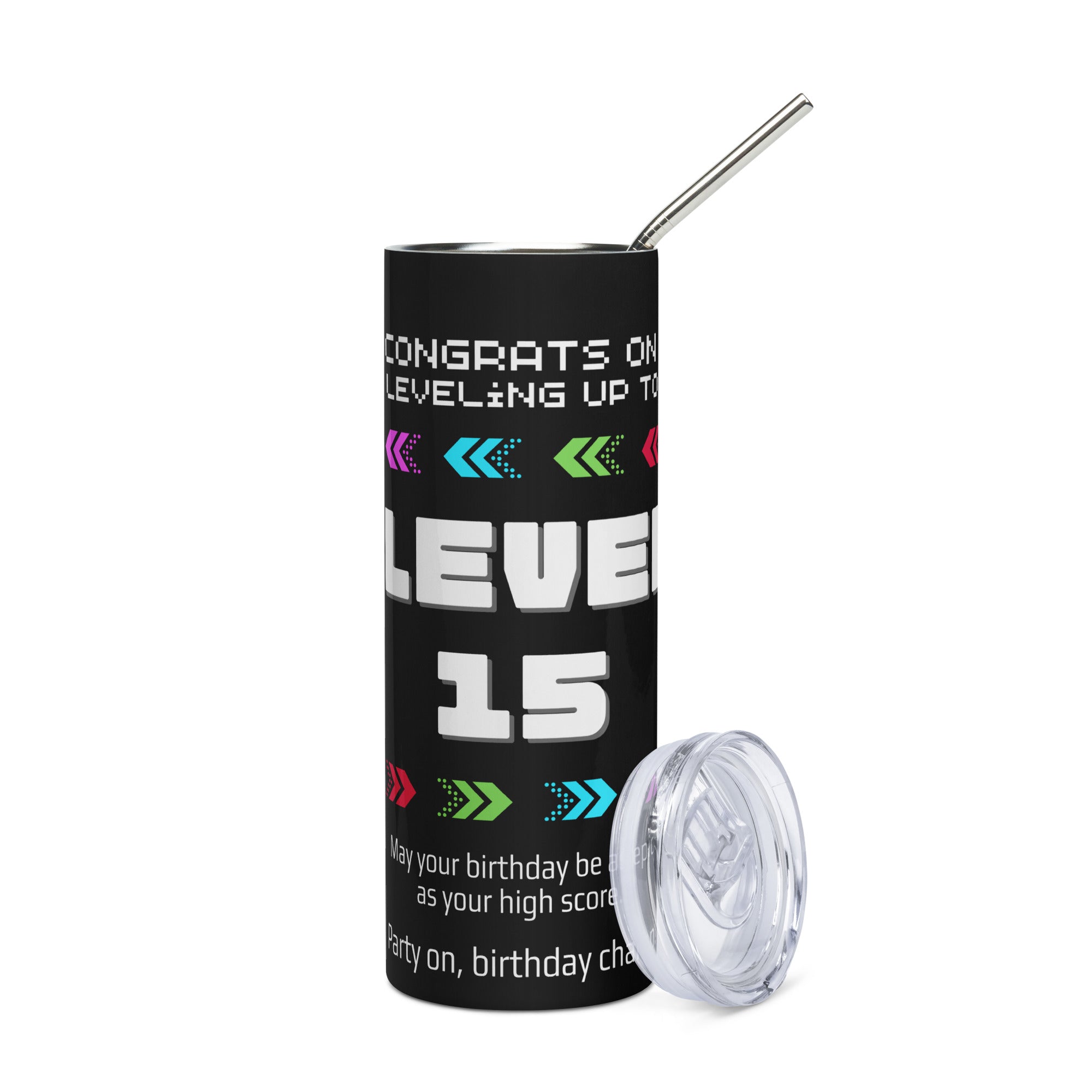 Boy 15th Birthday Tumbler - Level Up