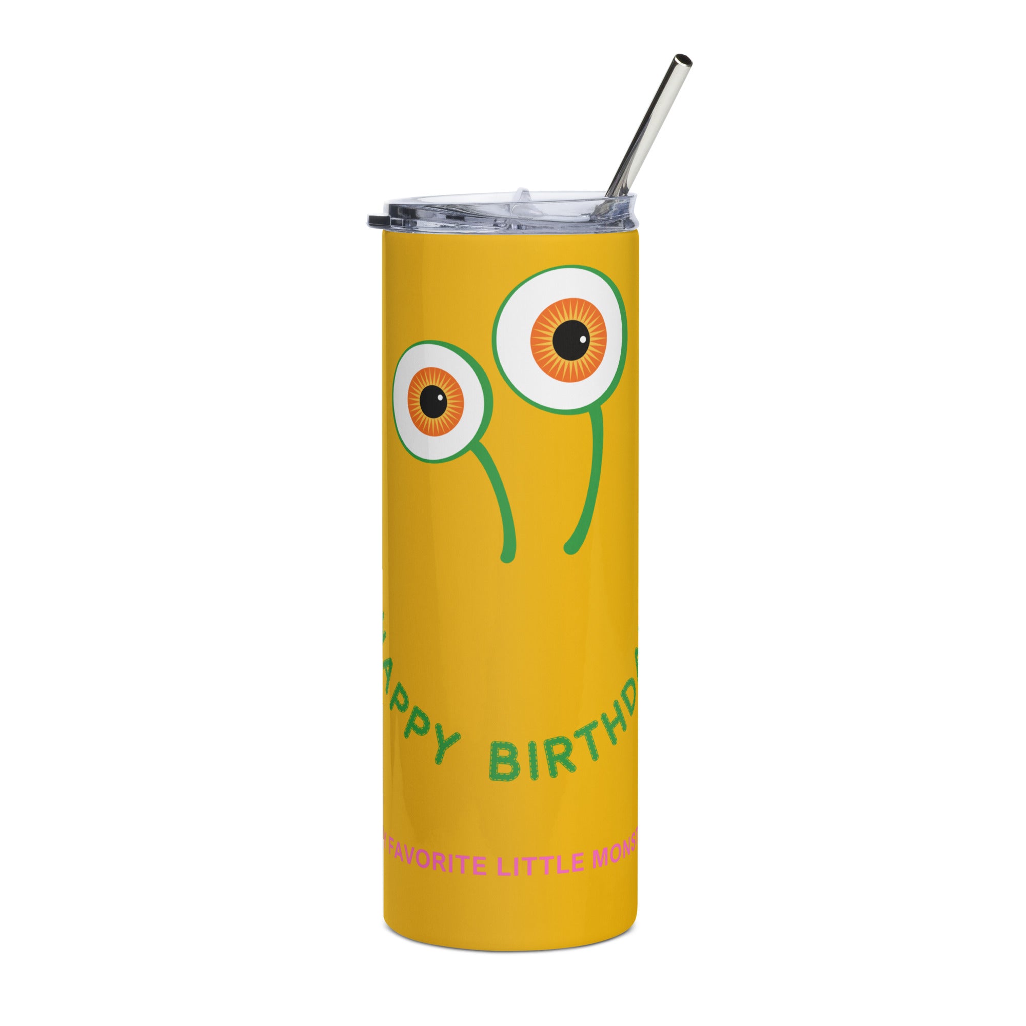 Kids Birthday Tumbler - Yellow Monster