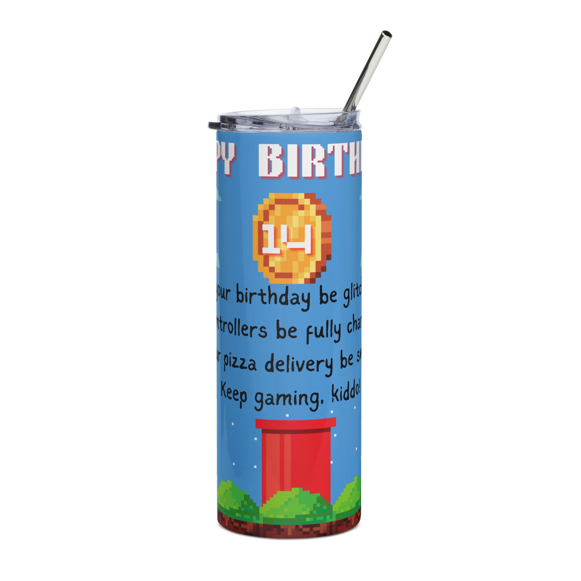 Boy 14th Birthday Tumbler - Game Coin