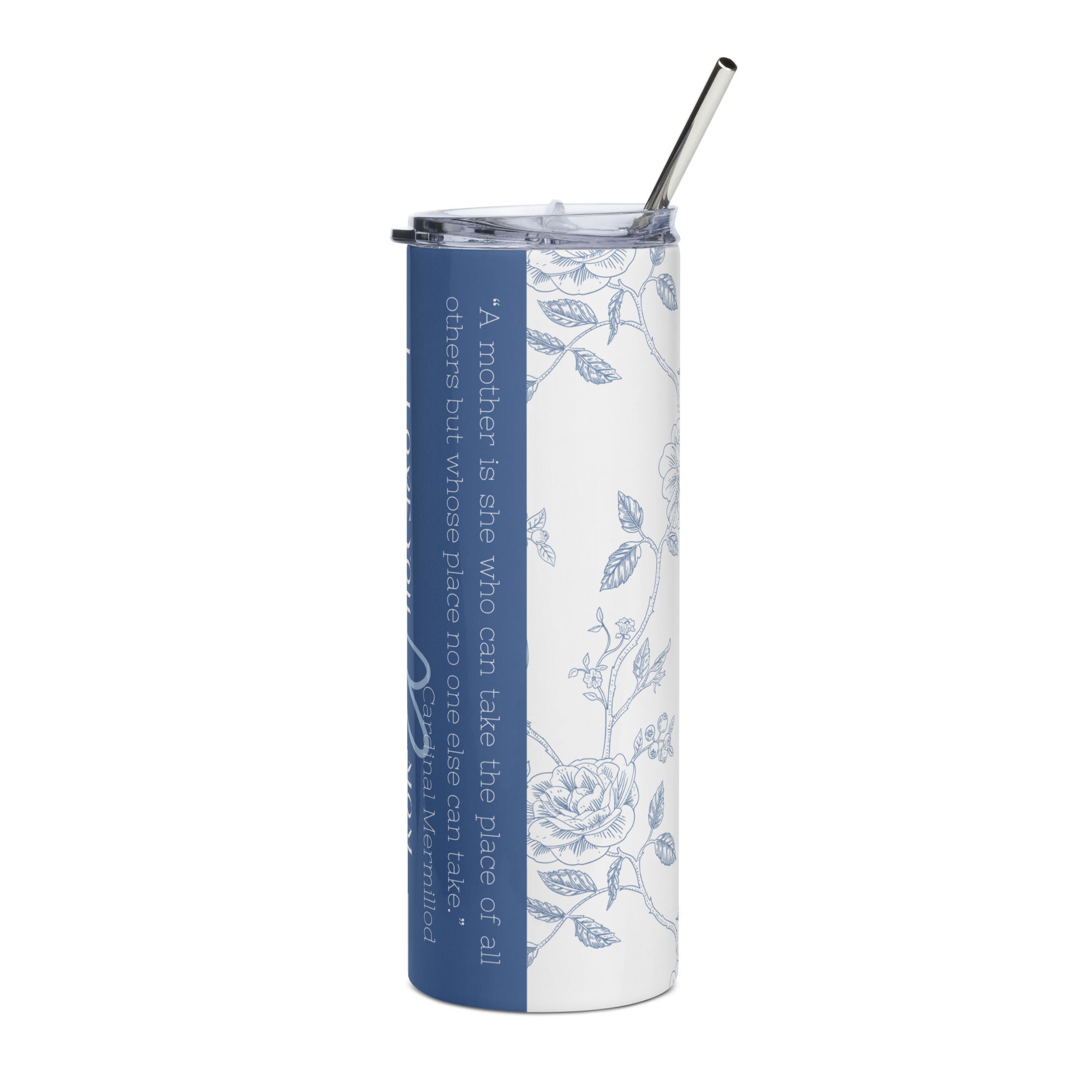 Tumbler for Mom - Blue Roses White