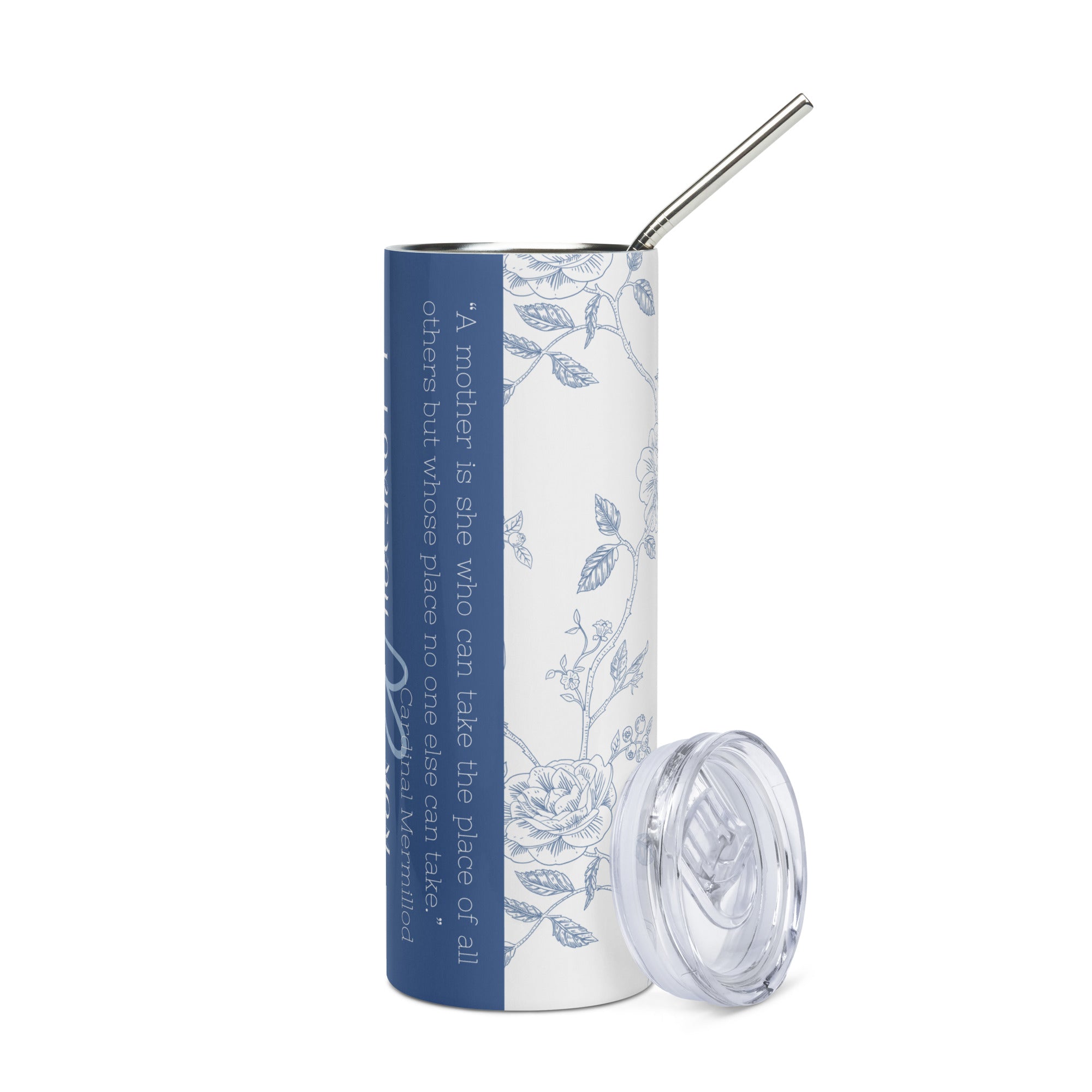 Tumbler for Mom - Blue Roses White