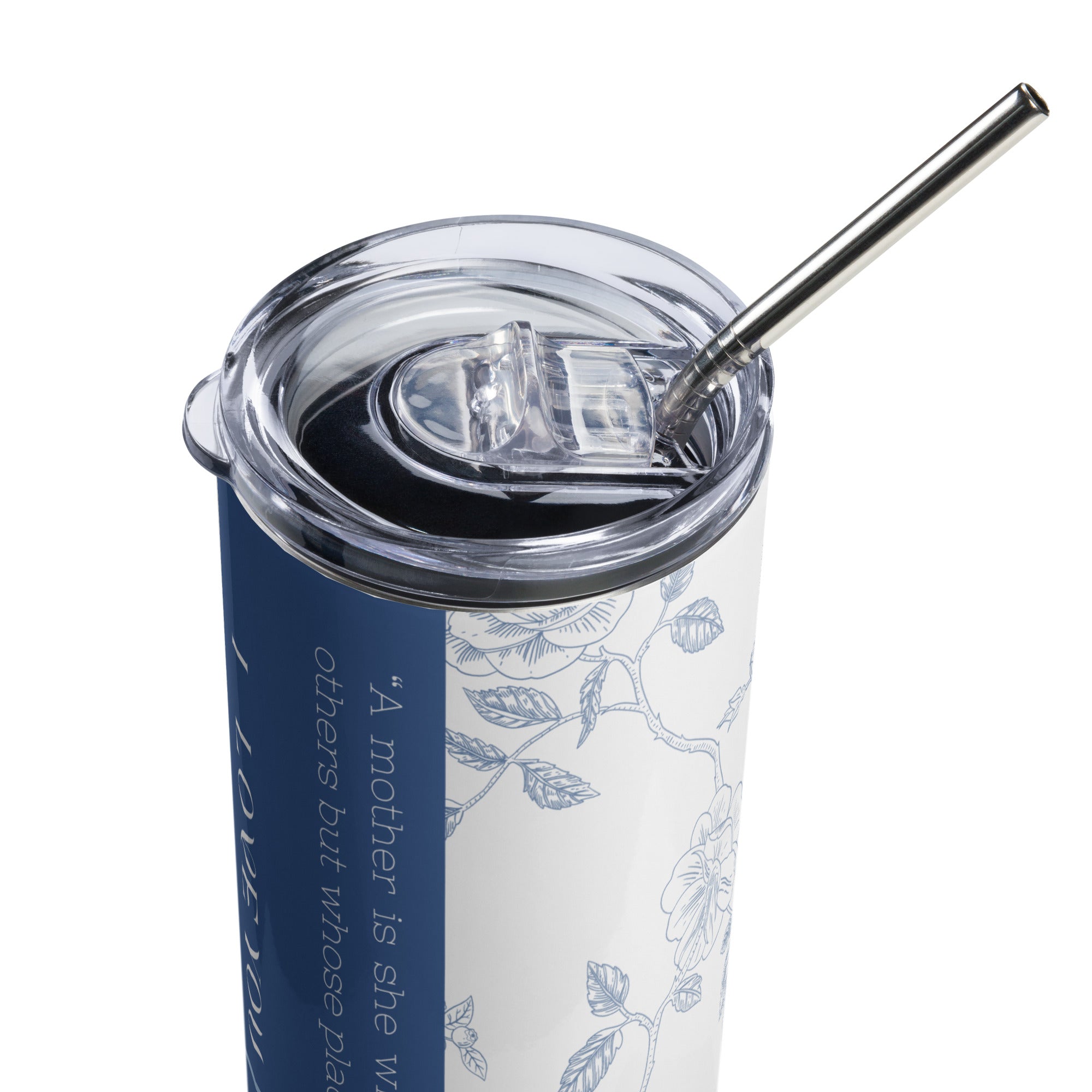 Tumbler for Mom - Blue Roses White